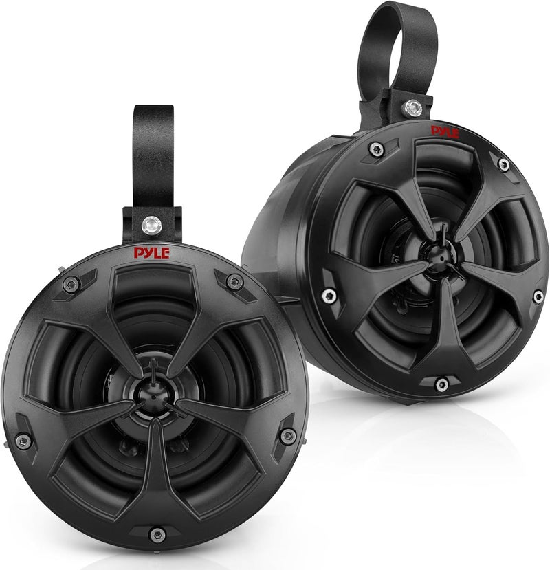Pyle 2-Way Dual Waterproof Off-Road Speakers, 4 Inch 800 Watt Marine Grade Wakeboard Tower Speakers System, Full Range Outdoor Audio Stereo Speaker for ATV, UTV, Quad, Jeep, Boat - PLUTV41BK, Black - Image 1