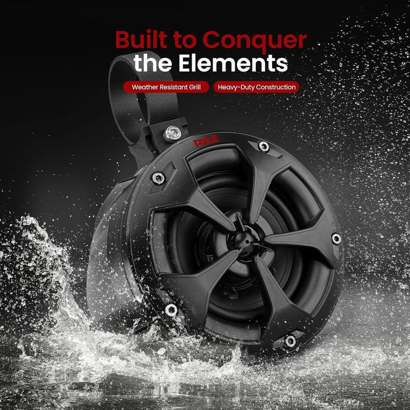 Pyle 2-Way Dual Waterproof Off-Road Speakers, 4 Inch 800 Watt Marine Grade Wakeboard Tower Speakers System, Full Range Outdoor Audio Stereo Speaker for ATV, UTV, Quad, Jeep, Boat - PLUTV41BK, Black - Image 4
