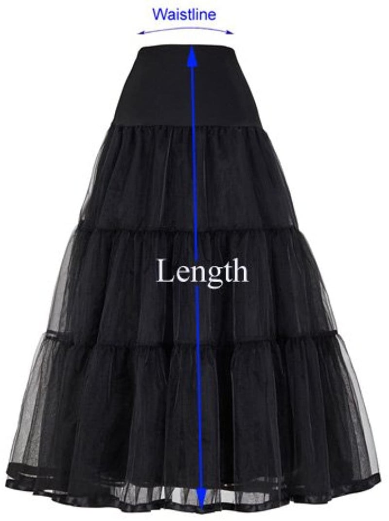 PINK WINGS Women's Ankle Length Cancan Underskirt Petticoats Hardnet (Small, Black) - Image 2