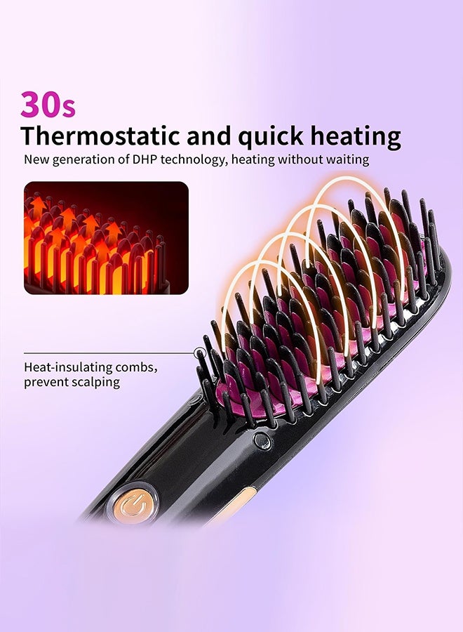 مشط فرد الشعر الصغير، فرشاة فرد الشعر مقاس 7 بوصات، مريحة للسفر، مناسبة للشعر المستقيم، مضادة للكهرباء الساكنة، مشط تسخين أسود وردي - Image 4