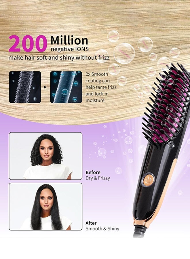 مشط فرد الشعر الصغير، فرشاة فرد الشعر مقاس 7 بوصات، مريحة للسفر، مناسبة للشعر المستقيم، مضادة للكهرباء الساكنة، مشط تسخين أسود وردي - Image 5