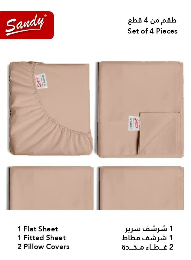 ساندي طقم شراشف سرير ساندي فاخر بجودة الفنادق شرشف مسطح وشرشف مطاط مع أغطية وسائد، طقم من أربعة قطع، شديد النعومة وجيد التهوية وبارد, مقاس نفر ونص دبل (205 × 243 سم & 140 × 200 +30 سم), توسكاني - Image 2
