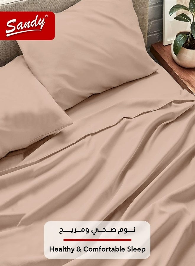 ساندي طقم شراشف سرير ساندي فاخر بجودة الفنادق شرشف مسطح وشرشف مطاط مع أغطية وسائد، طقم من أربعة قطع، شديد النعومة وجيد التهوية وبارد, مقاس نفر ونص دبل (205 × 243 سم & 140 × 200 +30 سم), توسكاني - Image 3