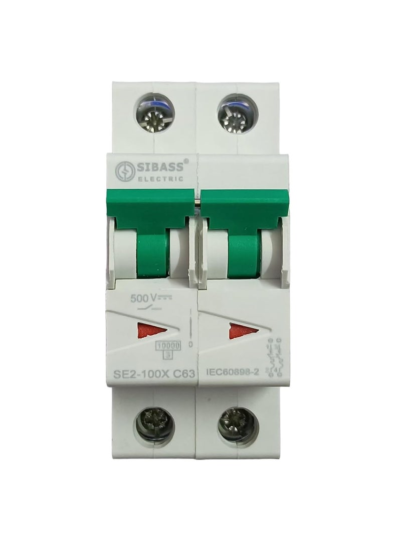 Aspa Solar SIBASS DC MCB 63A 500V 10K SE2100X C63 MINIATURE CIRCUIT BREAKER  - Image 1