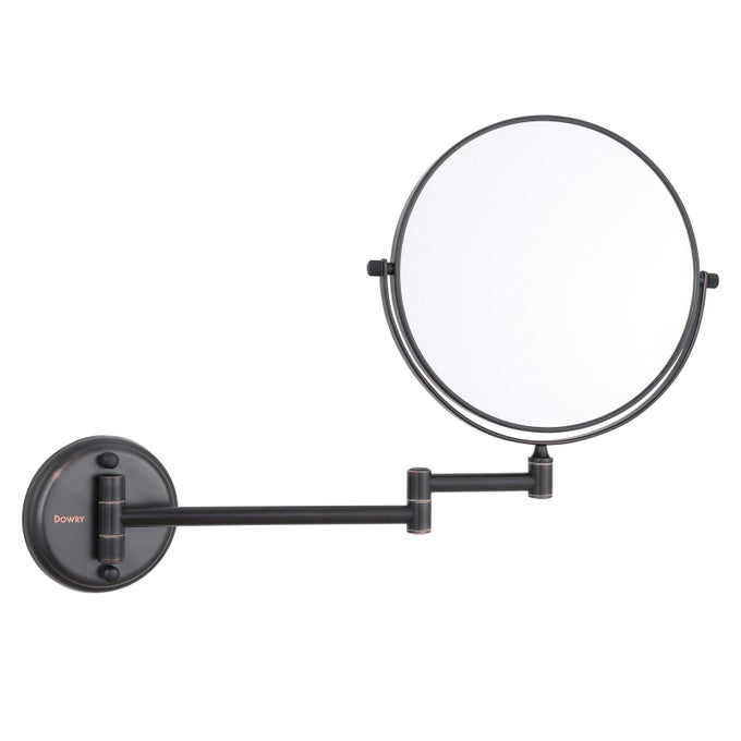 WALL MOUNTED MAGNIFYING MAKEUP MIRROR WITH 10X MAGNIFICATION OIL RUBBED BRONZE 8 INCH DOUBLESIDED SWIVEL MAKEUP MIRROR WALL 12 INCH EXTENSION