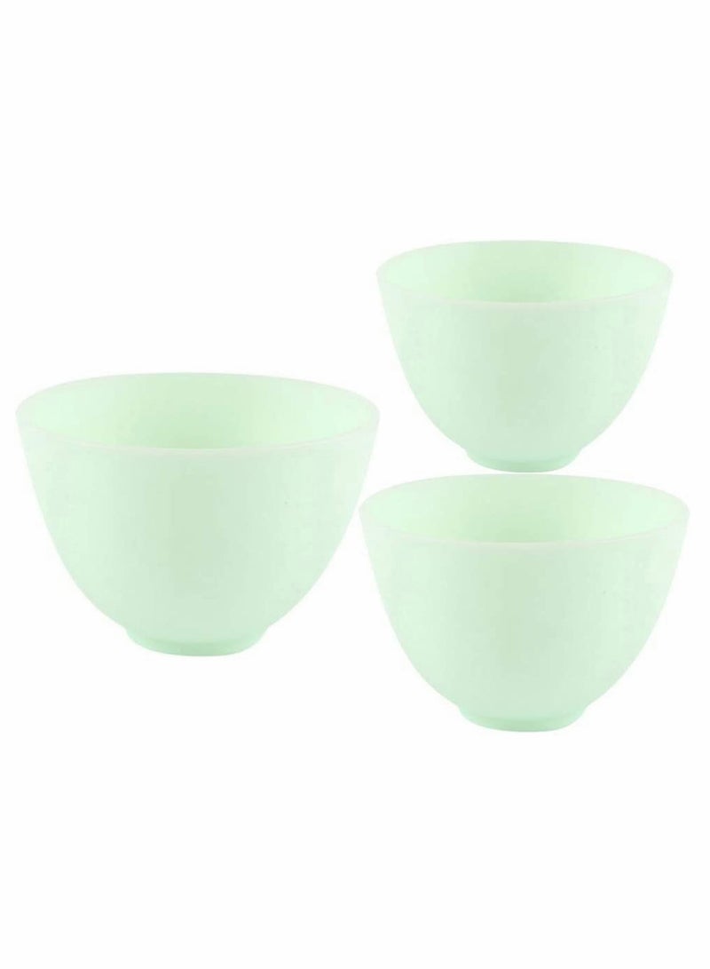 Set of 3 Odorless Silicone Mixing Bowls for Skincare and Makeup DIY Green Color - Image 4