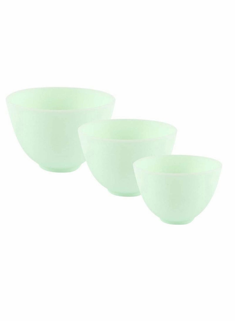 Set of 3 Odorless Silicone Mixing Bowls for Skincare and Makeup DIY Green Color - Image 2