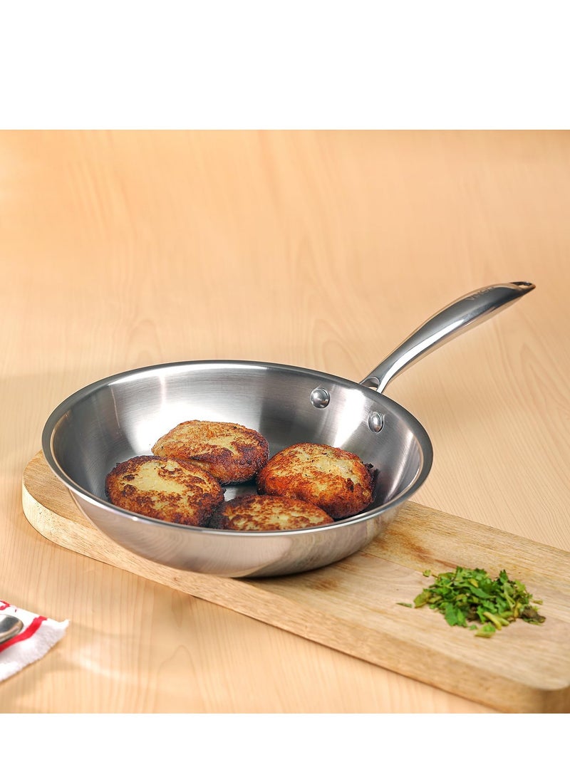 Vinod Platinum Triply Stainless Steel Fry Pan-20 cm, 2.5mm Thickness, Silver (Induction Friendly) - Image 2
