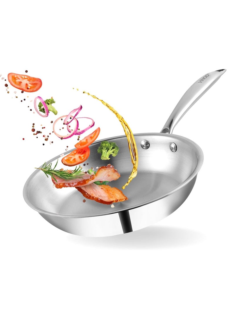 Vinod Platinum Triply Stainless Steel Fry Pan-20 cm, 2.5mm Thickness, Silver (Induction Friendly) - Image 1