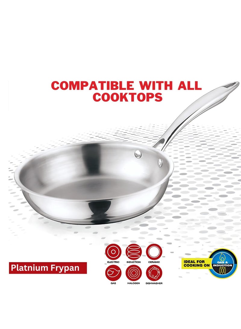 Vinod Platinum Triply Stainless Steel Fry Pan-20 cm, 2.5mm Thickness, Silver (Induction Friendly) - Image 3