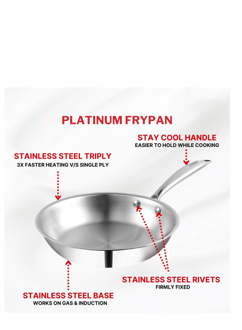 Vinod Platinum Triply Stainless Steel Fry Pan-20 cm, 2.5mm Thickness, Silver (Induction Friendly) - Image 5