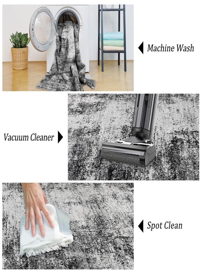 Capslpad 5x7 Abstract Area Rug, Non-Slip Washable Foldable Rug, Low Pile Ultra Soft Non-Shedding, Modern Black Stain Resistant Large Rug for Living Room, Bedroom, Office, Dining, Room - Image 5