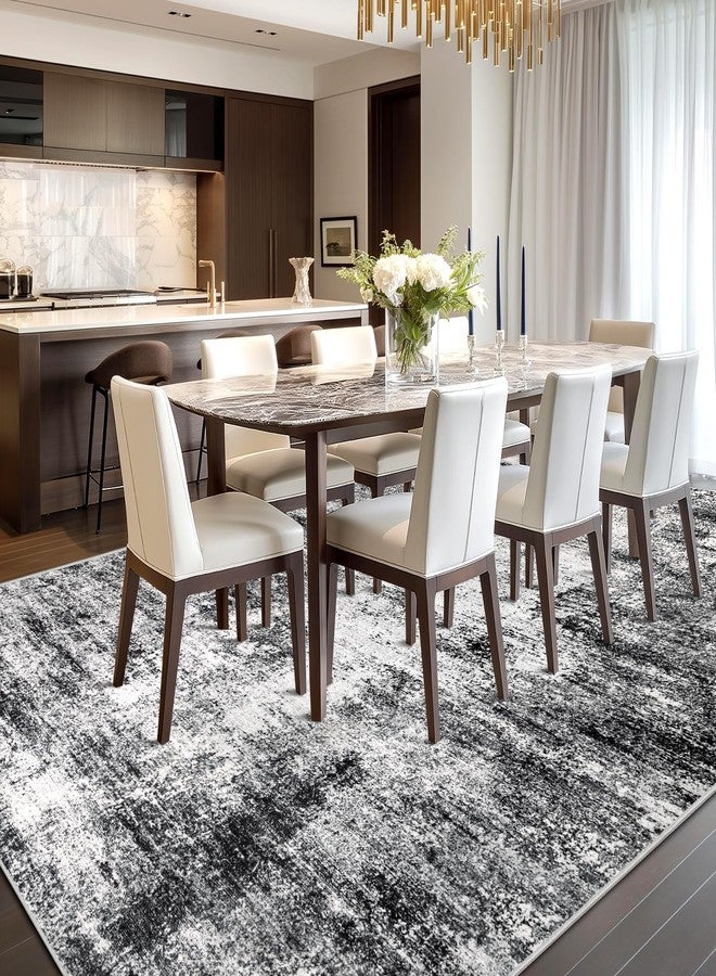 Capslpad 5x7 Abstract Area Rug, Non-Slip Washable Foldable Rug, Low Pile Ultra Soft Non-Shedding, Modern Black Stain Resistant Large Rug for Living Room, Bedroom, Office, Dining, Room - Image 4