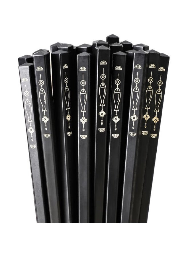 JD.com Jingzao Alloy Chopsticks, Gold-Stamped Antibacterial Chopsticks, High-End Chopsticks For Home Use, Tableware Set, "Fish Every Year" Design, 12 Pairs - Image 1