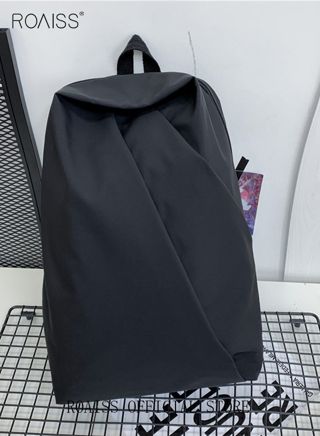 roaiss Functional Backpack Large Capacity Short Distance Travel Solid Color Design Light Business Style Student Backpack Computer Bag - Image 3