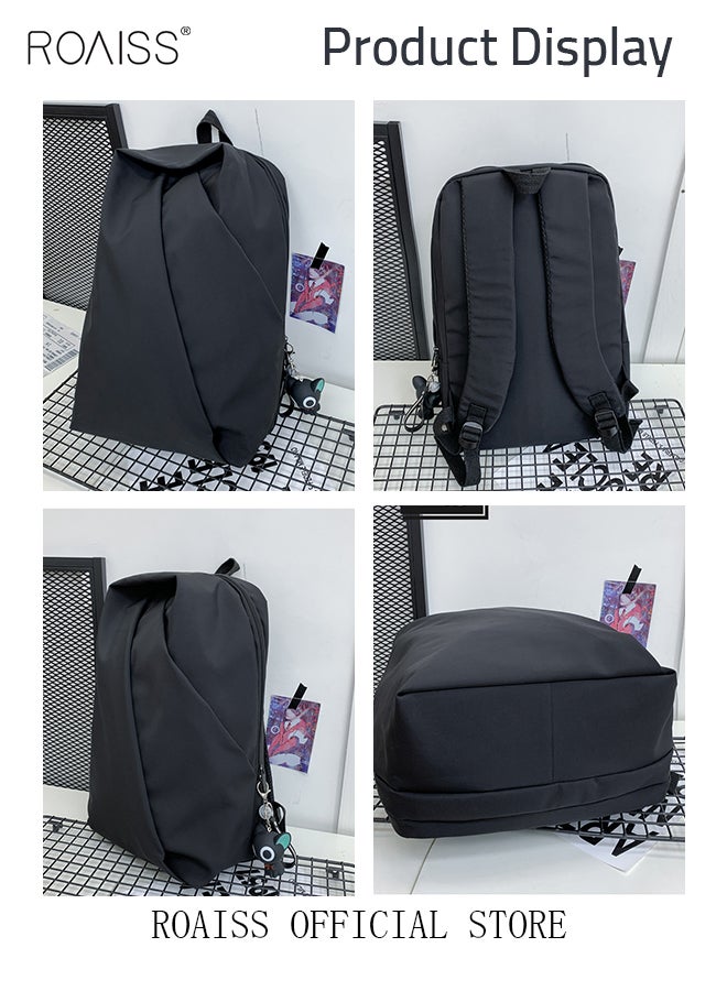 roaiss Functional Backpack Large Capacity Short Distance Travel Solid Color Design Light Business Style Student Backpack Computer Bag - Image 4