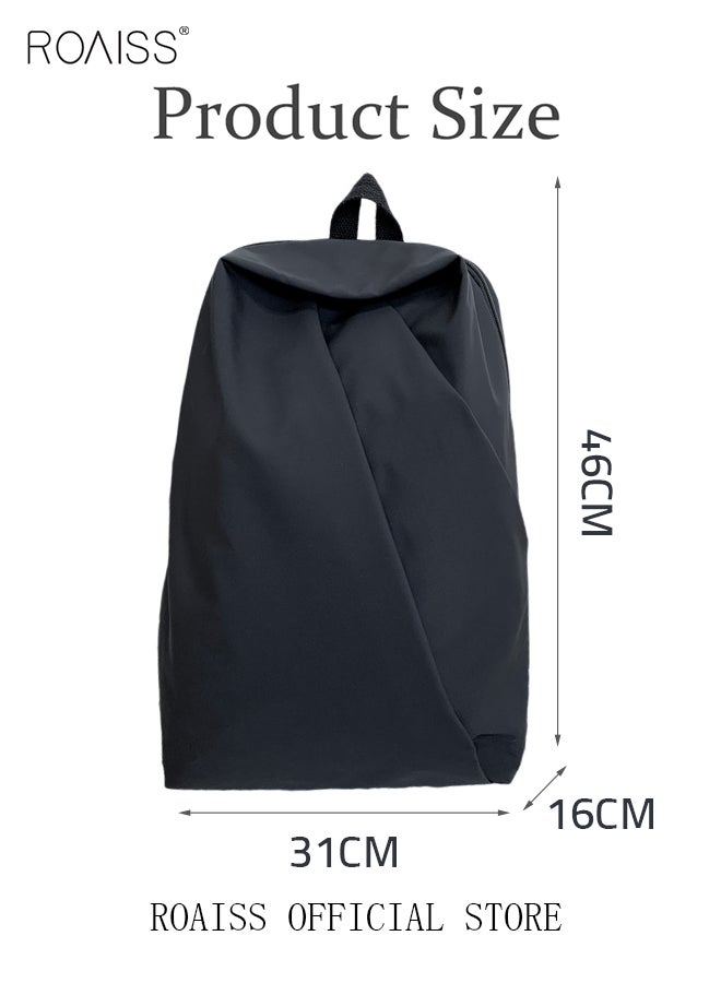 roaiss Functional Backpack Large Capacity Short Distance Travel Solid Color Design Light Business Style Student Backpack Computer Bag - Image 5