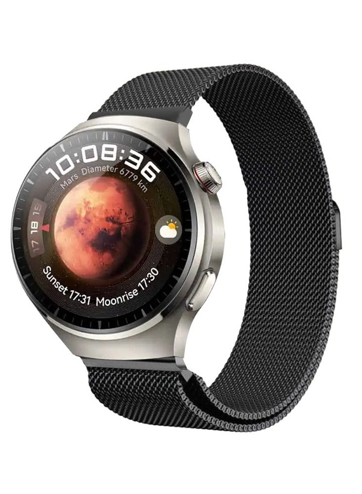 CATANES 22mm Metal Milanese Watchband Compatible With Huawei 4,4 Pro Black - Image 1