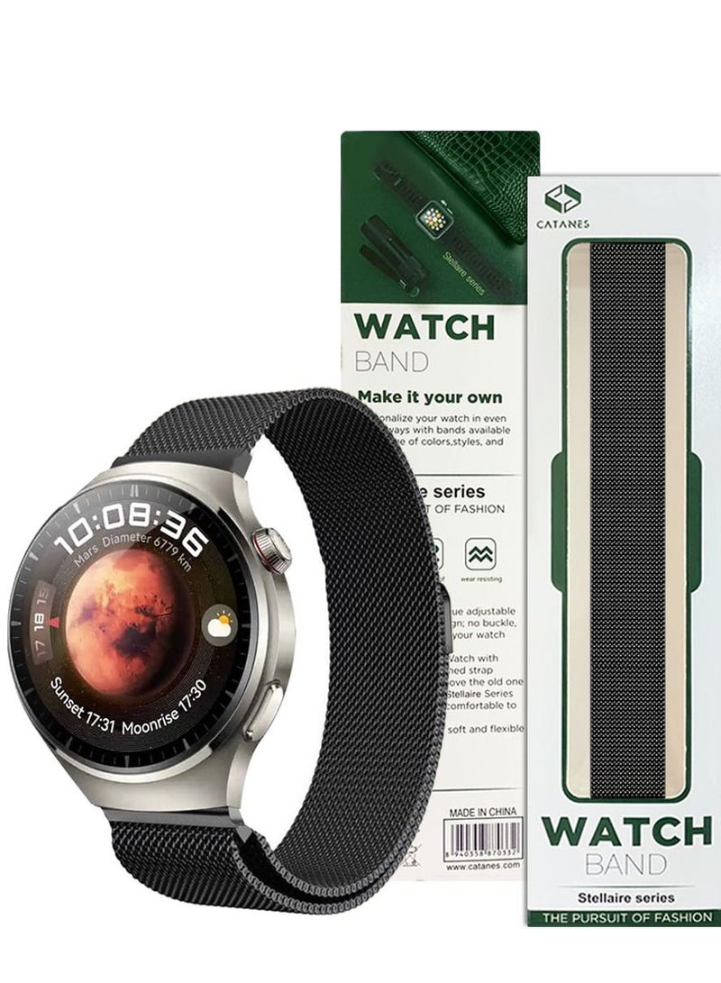 CATANES 22mm Metal Milanese Watchband Compatible With Huawei 4,4 Pro Black - Image 2