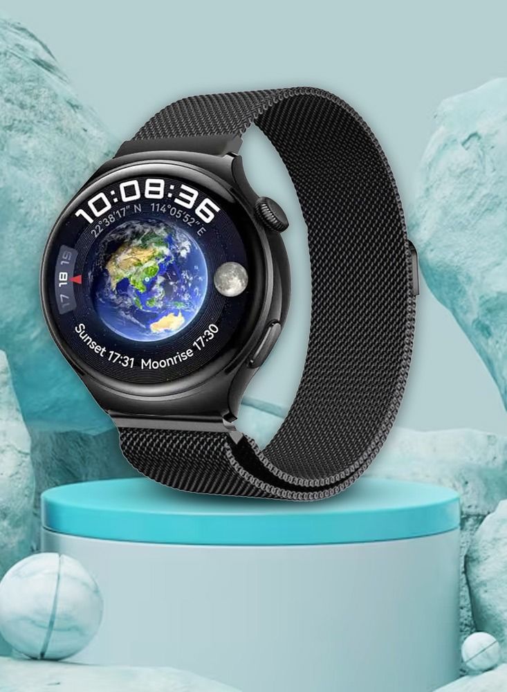 CATANES 22mm Metal Milanese Watchband Compatible With Huawei 4,4 Pro Black - Image 3