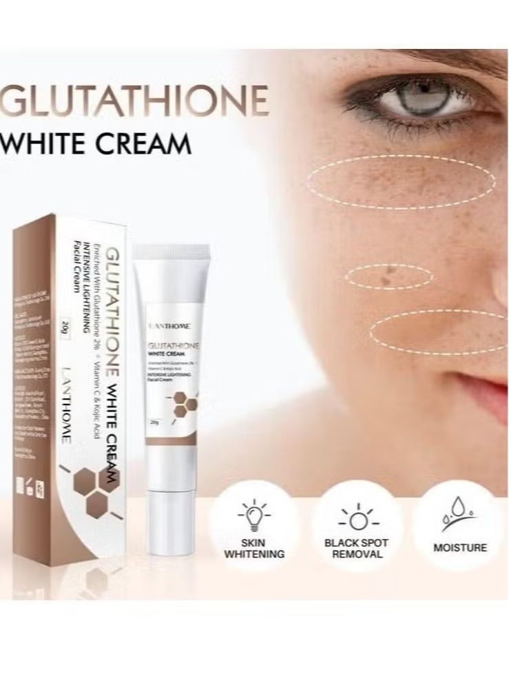 Lanthome Glutathione White Cream Facial Dark Spots Remover 2% Glutathione Face Cream Whitening Moisturizing Facial Cream Face Moisturizer Facial Skin Care Cream Intensive Lightening Facial Cream 20g - Image 3