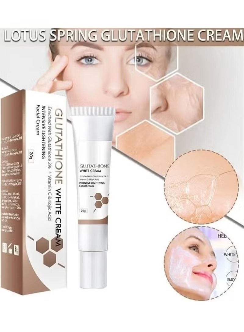 Lanthome Glutathione White Cream Facial Dark Spots Remover 2% Glutathione Face Cream Whitening Moisturizing Facial Cream Face Moisturizer Facial Skin Care Cream Intensive Lightening Facial Cream 20g - Image 4