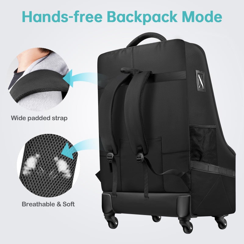 YOREPEK Padded Car Seat Travel Bag for Airplane with Wheels,Heavy Duty Carseat Bags for Air Travel,Rolling Airport Gate Check Bag,Travel Car Seat Backpack with Extra Storage for Baby Travel Essentails - Image 5