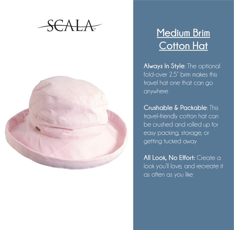 Scala Women's Medium Brim Cotton Hat, Black, One Size - Image 5