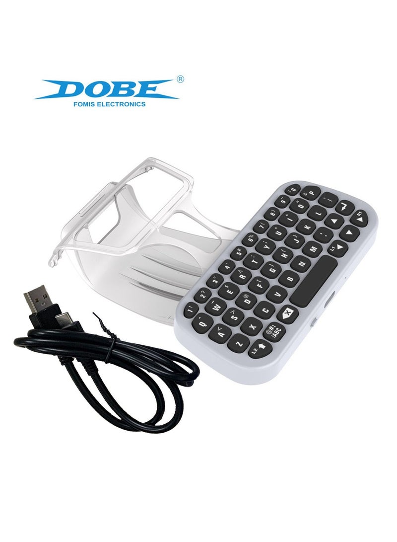 Children's Day Gift Controller Keyboard for PS5, Wireless Chatpad, Bluetooth 5.0 Connect, Mini Keyboard/Gaming Keyboard for PS5 Accessories, No Input Delay, Play 30 Hours, White