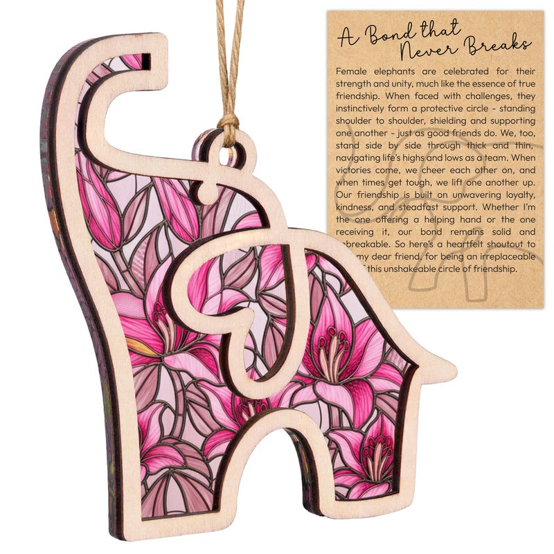 Sensemory Best Friend, Friendship Elephant Ornament, Elephant Gift for Women, Unique Galentines Gifts for Friends, Birthday Valentines Day Gifts for Friends (Pink) - Image 1