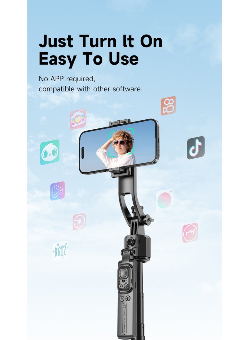ZONIX 64-inch (1.63m) AI Tracking Gimbal Quadrapod, Auto-Follow with Gesture Control & Anti-Shake Handle, Detachable Gimbal and Stand Design, Heavy-Duty Aluminium with Selfie Stick, Multi-Function Bluetooth Remote for Phone/Camera (1/4" Mount) - Image 3