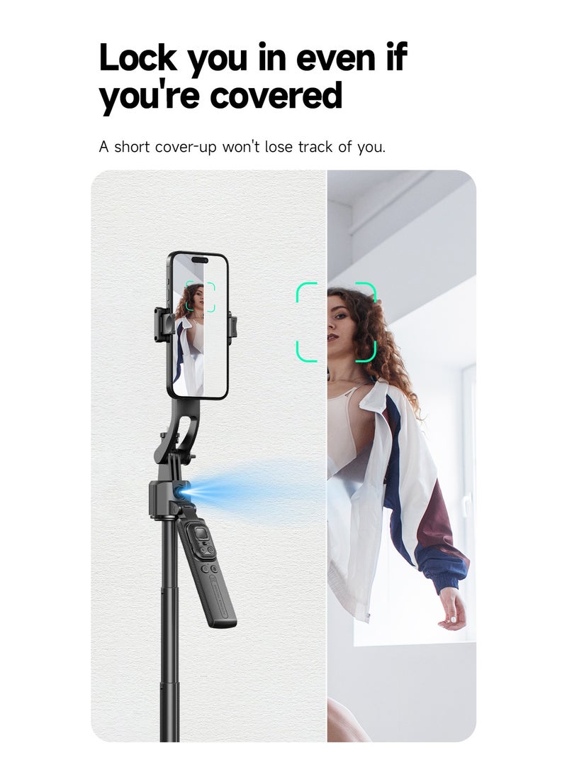 ZONIX 64-inch (1.63m) AI Tracking Gimbal Quadrapod, Auto-Follow with Gesture Control & Anti-Shake Handle, Detachable Gimbal and Stand Design, Heavy-Duty Aluminium with Selfie Stick, Multi-Function Bluetooth Remote for Phone/Camera (1/4" Mount) - Image 5