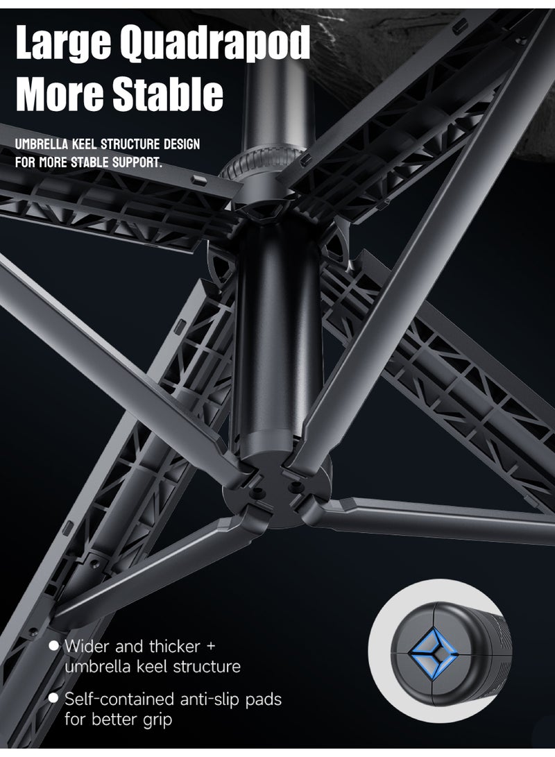 ZONIX AI Tracking Gimbal Quadrapod with Auto-Follow, Gesture Control & Anti-Shake Handle, Detachable Design Extends to 1635mm, Heavy-Duty Aluminium Stand with Selfie Stick & Multi-Function Bluetooth Remote for Phone/Camera (1/4" Mount) - Image 4
