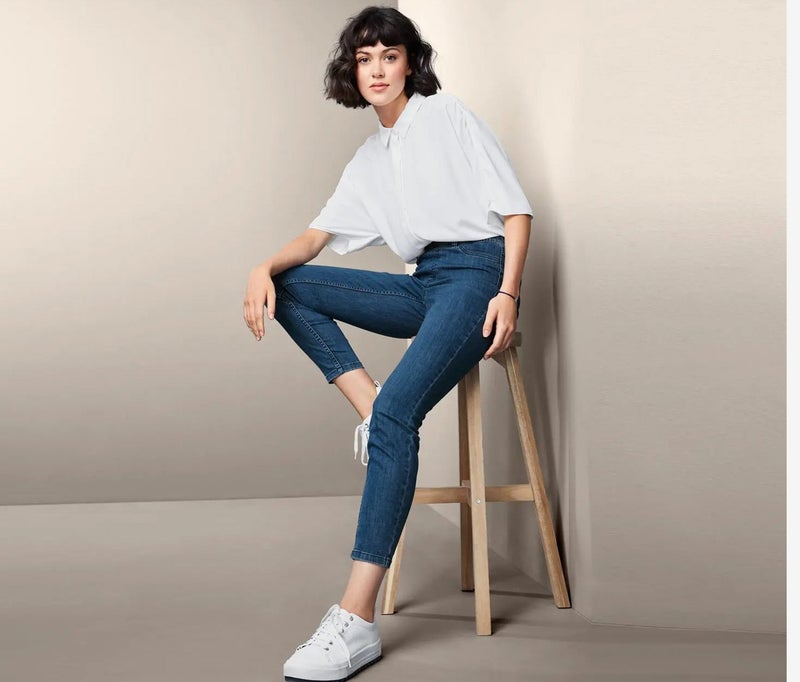 Tchibo Women Regular Fit Washed Stretchable Jeans, Blue - Image 1