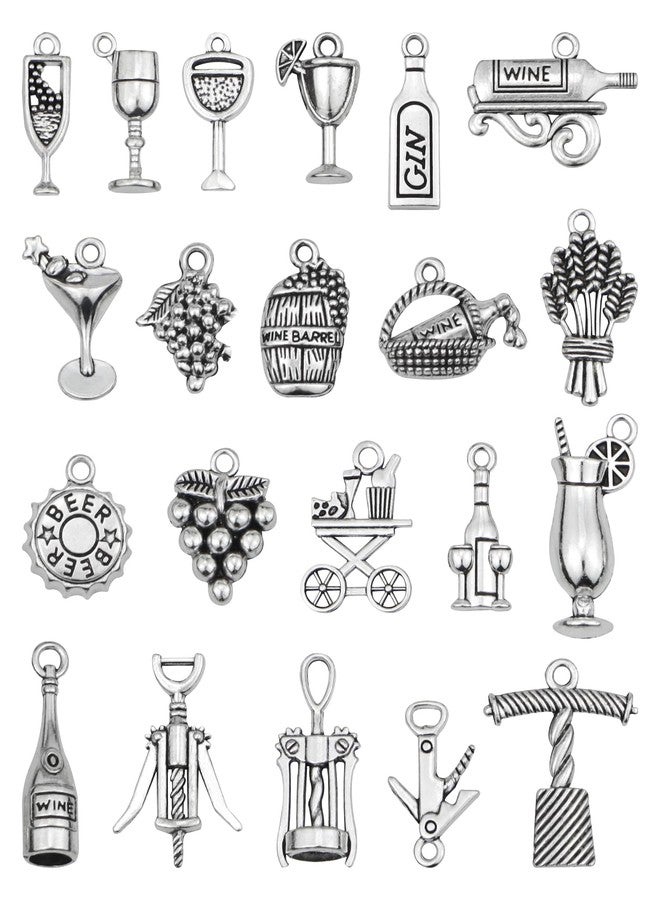 JIALEEY 63 PCS Wine Themed Charms Mixed Grape Cocktail Shape Charms Wine Opener Pendants DIY for Necklace Bracelet Jewelry Making and Crafting - Image 1
