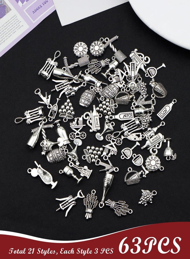 JIALEEY 63 PCS Wine Themed Charms Mixed Grape Cocktail Shape Charms Wine Opener Pendants DIY for Necklace Bracelet Jewelry Making and Crafting - Image 3