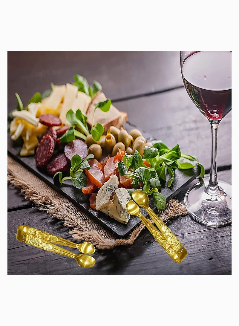 Zikra Food Tongs 3Pcs Mini Serving Tongs Rose Stainless Steel Sugar Cube Tongs Sliver Small Ice Tongs for Tea and Coffee Party Appetizers Desserts by Sunenlyst 10.5X1.7CM Gold - Image 5