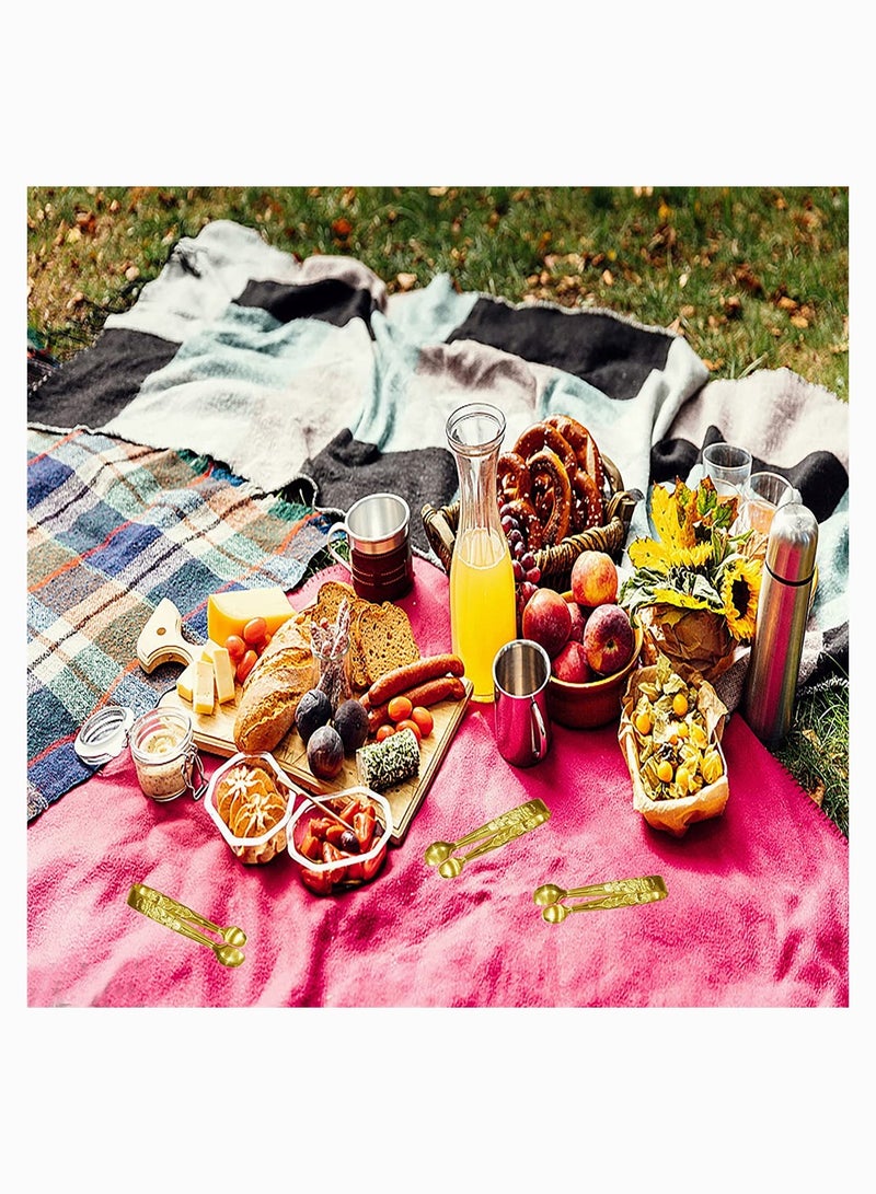 Zikra Food Tongs 3Pcs Mini Serving Tongs Rose Stainless Steel Sugar Cube Tongs Sliver Small Ice Tongs for Tea and Coffee Party Appetizers Desserts by Sunenlyst 10.5X1.7CM Gold - Image 4