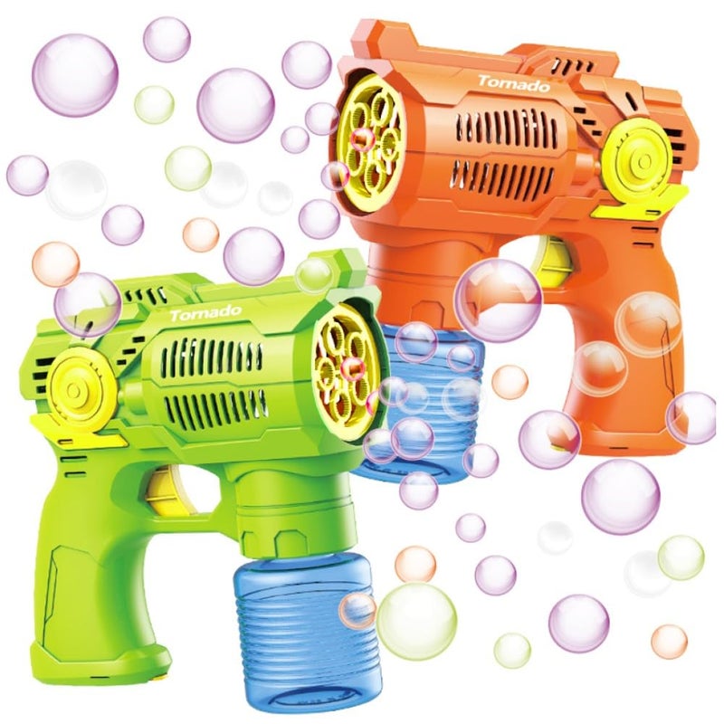Haktoys Haktoys Bubble Guns with Batteries and Refill Solutions Included - Set of 2 High Efficiency Bubbles Toys for Boys  Girls  Toddlers and Kids! for Indoor & Outdoor Play (2 Pack) - Image 1