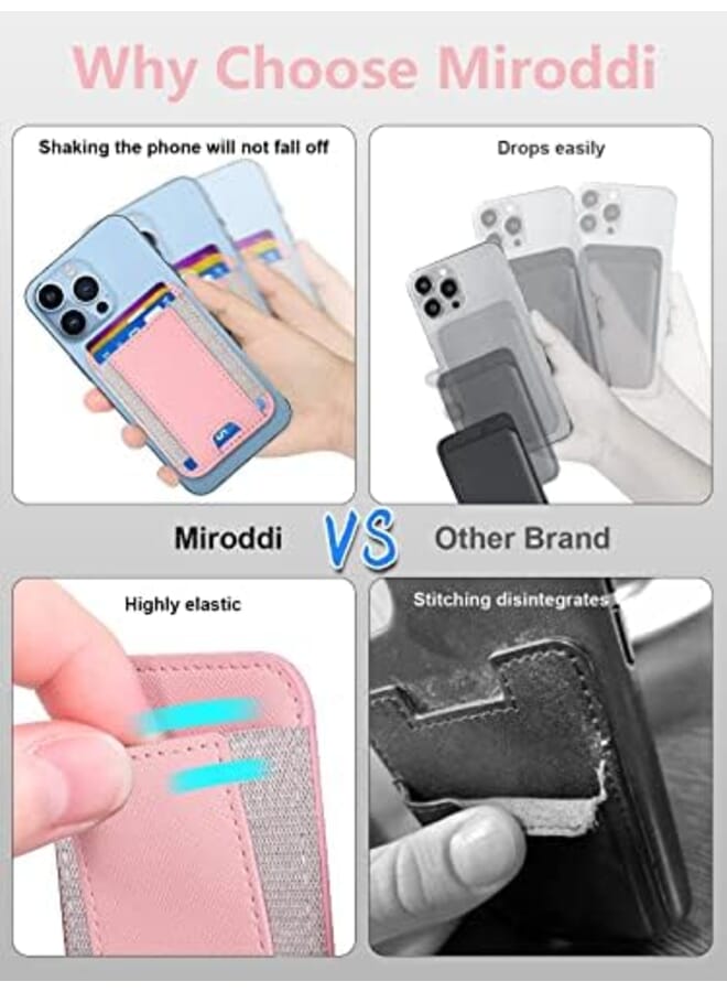 Excefore Vegan Leather Wallet For Magsafe Stretchy Magnetic Phone Wallet For Magsafe Rfid Blocking Leather Card Wallet Holder Hold Up To 6 Cards For Back Of Iphone 15 12 Pink - Image 3