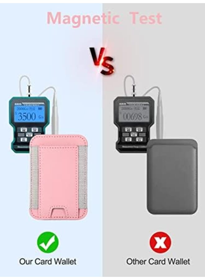 Excefore Vegan Leather Wallet For Magsafe Stretchy Magnetic Phone Wallet For Magsafe Rfid Blocking Leather Card Wallet Holder Hold Up To 6 Cards For Back Of Iphone 15 12 Pink - Image 2