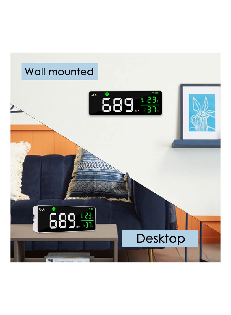 Smart WiFi CO2 Detector, 11'' LED Display CO2 Monitor Air Quality Monitor for Carbon Dioxide, Humidity, Temperature, App Control Air Quality Tester with Alarm for Home, Office, Grow Tents, etc. - Image 5