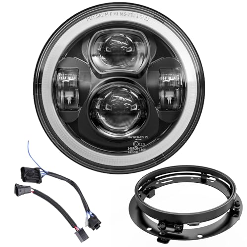 Z-OFFROAD Upgrade 7 Inch Motorcycle LED Headlight w/DRL White Halo DOT Kit Compatible with Harley Davidson Street Glide Road King Special Electra Glide Ultra Classic Fat Boy Heritage Softail - Image 1