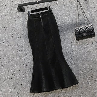 Ruffled Denim Skirt Womens Korean-style Autumn and Winter High-waist Slimming Elastic Slim-fit Split Hip Fishtail Mid-length Skirt black - pzsku/ZD18B34A3C0EB19D6B63DZ/45/1746223104/ad7894cb-c301-45d6-b4cf-a5cf9a4909d0