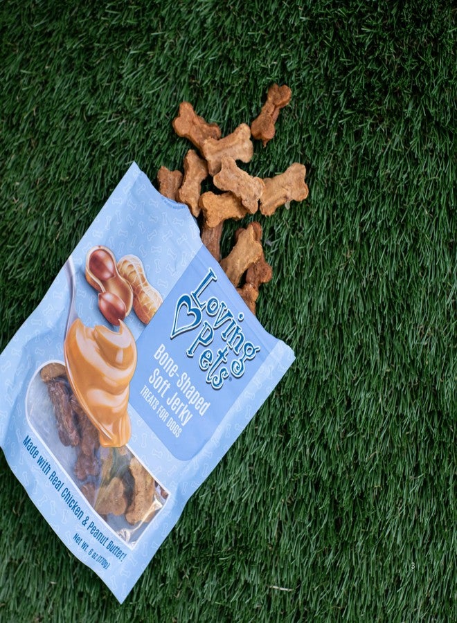 Loving Pets - Soft Chew Jerky (Bone-Shaped, Chicken & Peanut Butter Recipe) USA Made Dog Treats - Image 4