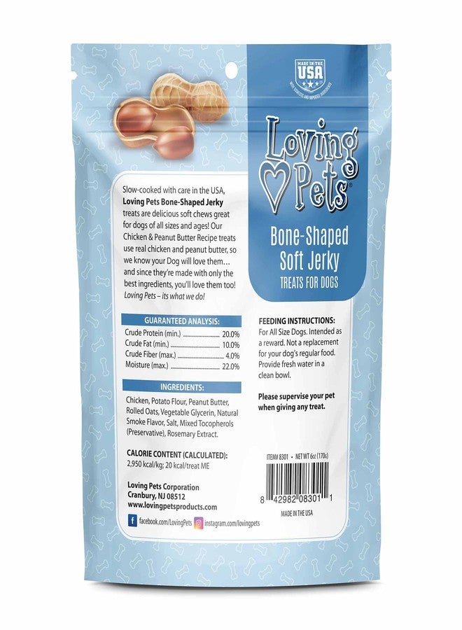 Loving Pets - Soft Chew Jerky (Bone-Shaped, Chicken & Peanut Butter Recipe) USA Made Dog Treats - Image 2