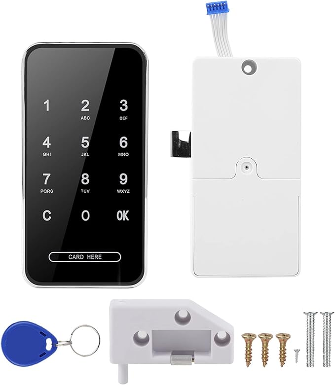 Smart RFID Keyless Touch Screen Cabinet Lock Electronic Password Card Lock Silver Key Clip - Image 1