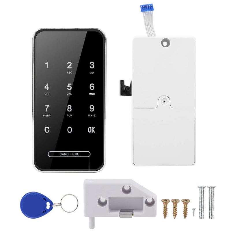 Smart RFID Keyless Touch Screen Cabinet Lock Electronic Password Card Lock Silver Key Clip - Image 2
