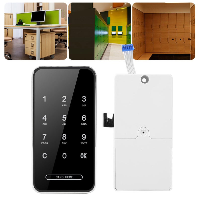 Smart RFID Keyless Touch Screen Cabinet Lock Electronic Password Card Lock Silver Key Clip - Image 4