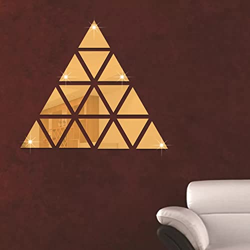 WallDaddy - 16 Triangle Gold Mirror Wall Sticker | 3D Acrylic Mirror Stickers For Wall | Size- (15x7.5) Cm | Decorative Mirror Sticker for Living room | Bedroom | Bathroom | Kitchen Etc. (Pack of -16) - Image 4